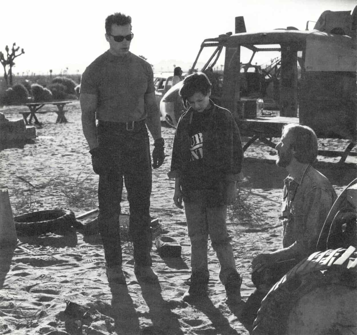 Arnold Schwarzenegger, Edward Furlong and James Cameron