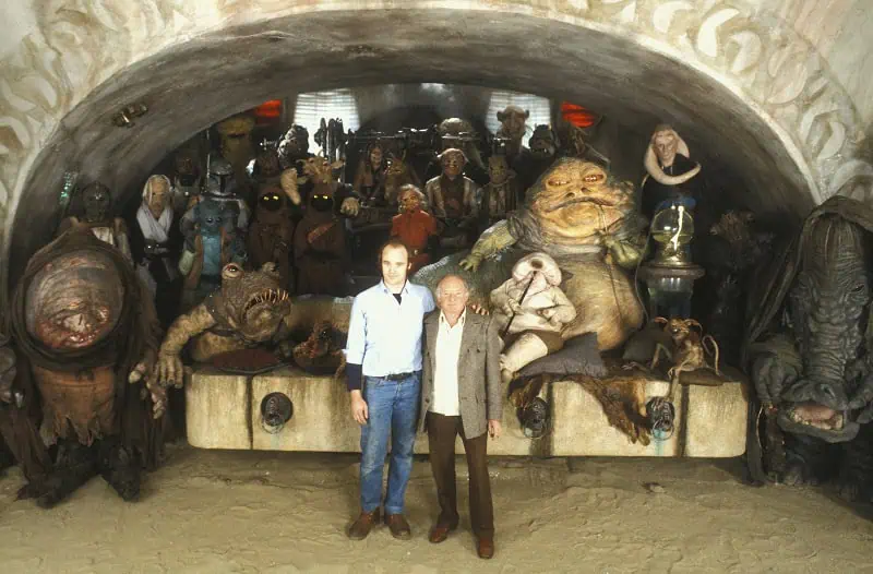 Stuart Freeborn and his Jabba animatronic